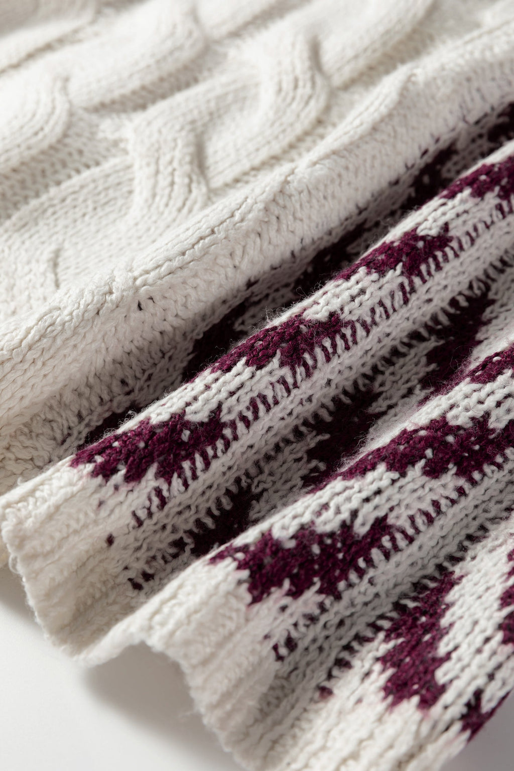 Purple Color Block Patchwork Knotted Back Loose Fit Sweater