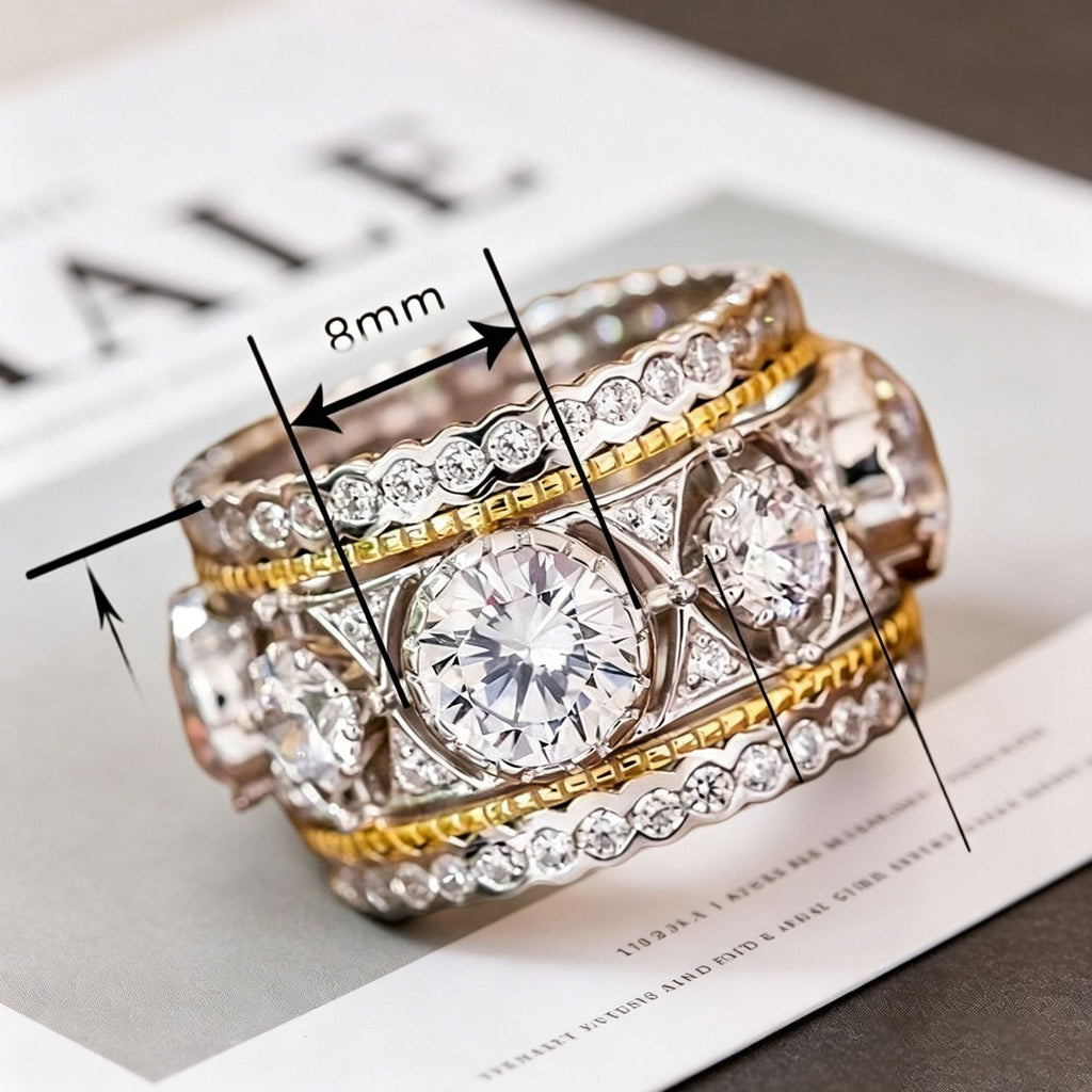 Two-tone Ring For Women, Luxurious Court Style, Elegant