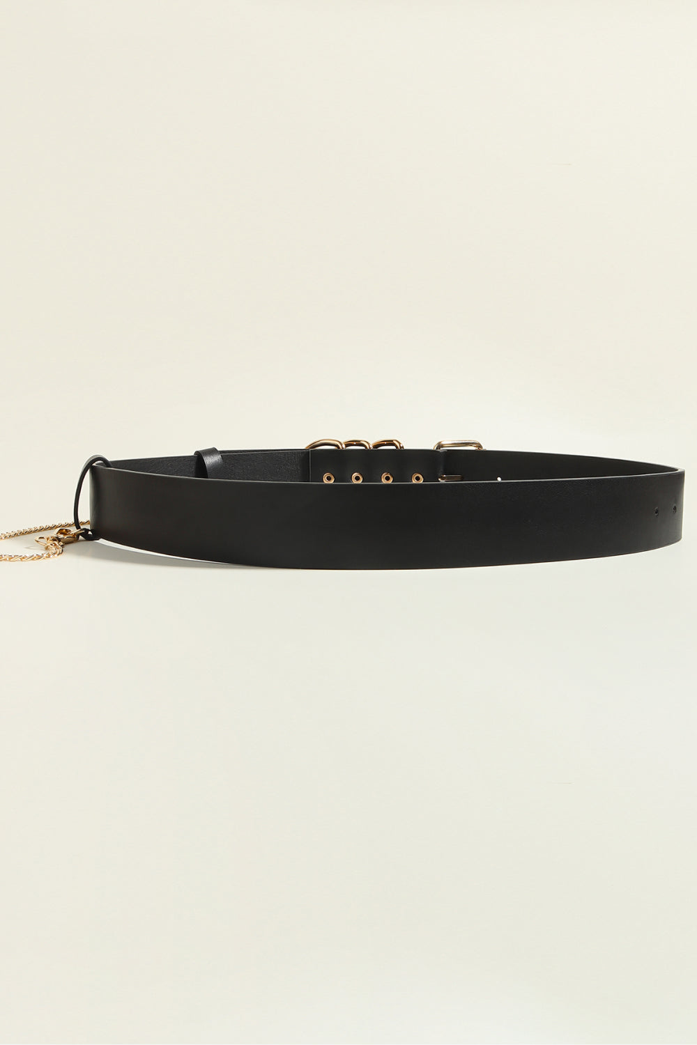 Punk PU Belt with Alloy Buckle | Black & Gold