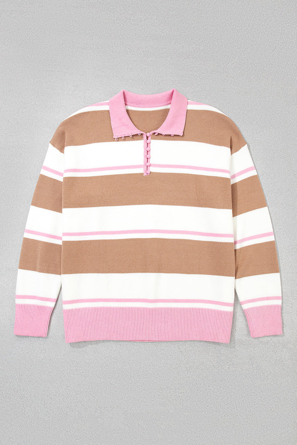 Stripe Colorblock V-Neck Long Sleeve Tunic Sweater
