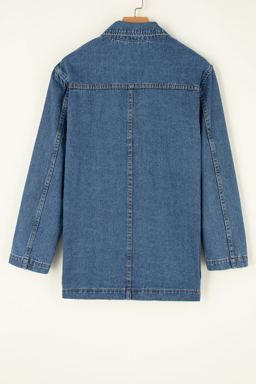 Sail Blue Denim Jacket with Lapel Collar & Side Pockets