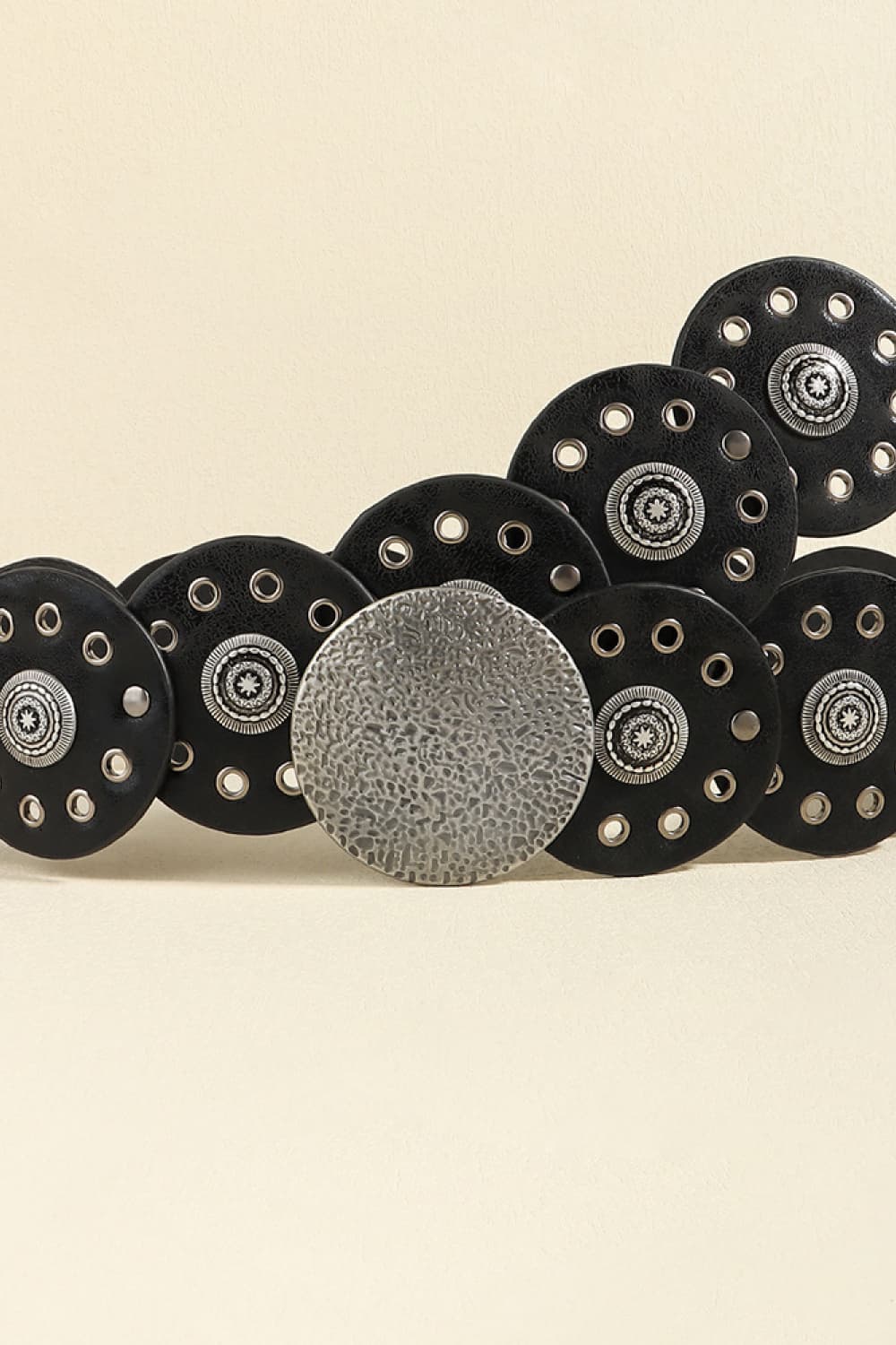 Round Shape PU Leather Belt with Modern Buckle