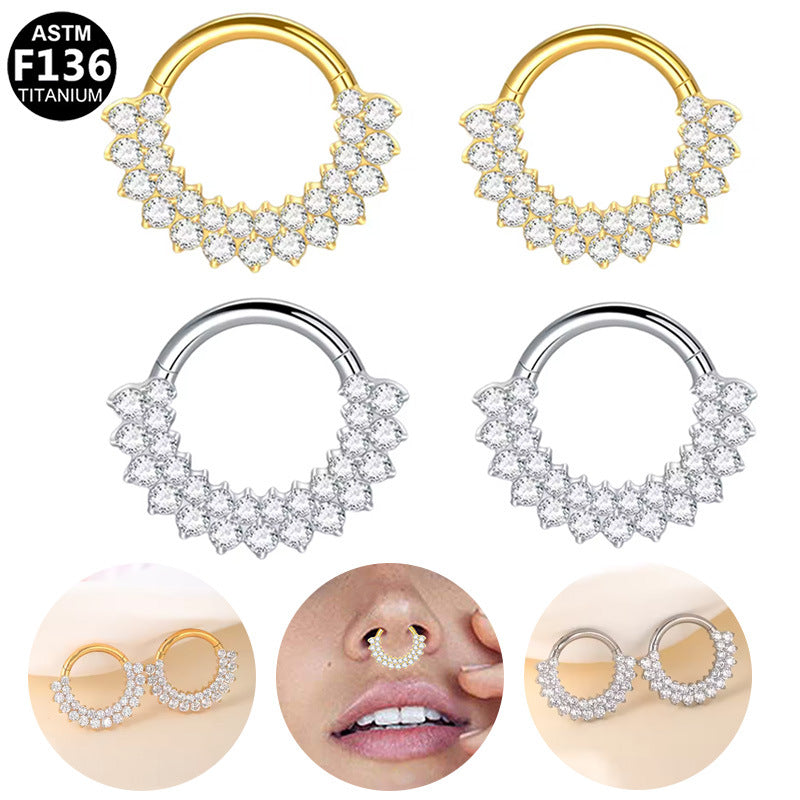 G23 Titanium Alloy Zircon Nose Stud