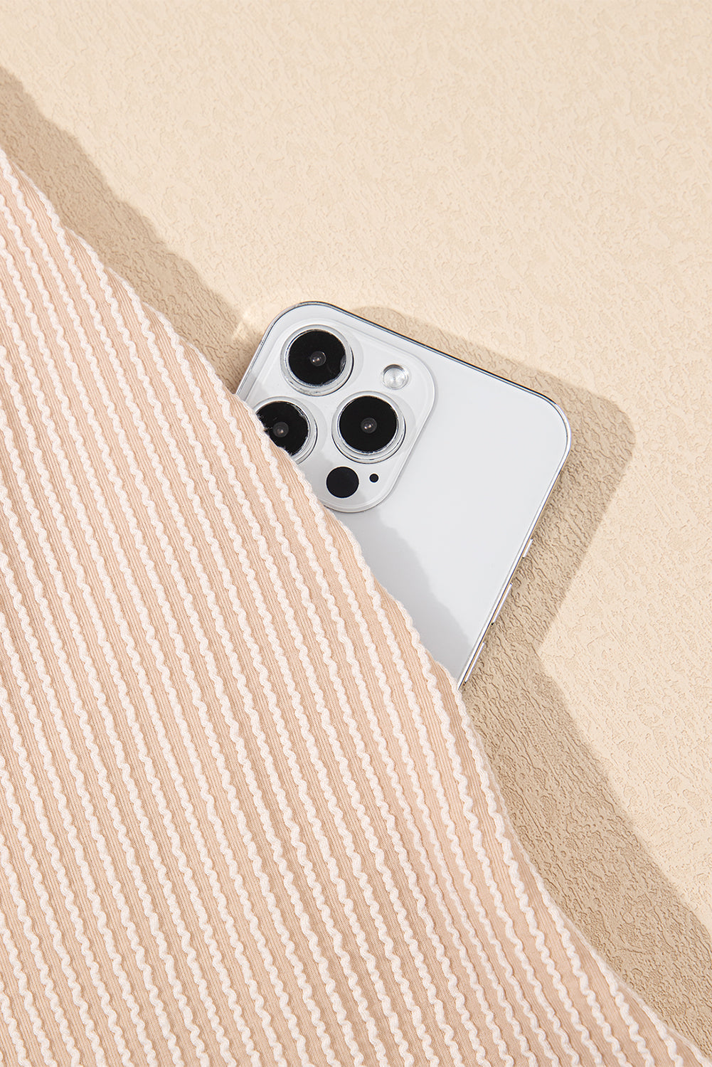 Parchment Corded Knit Puff Sleeve Shift Mini Dress