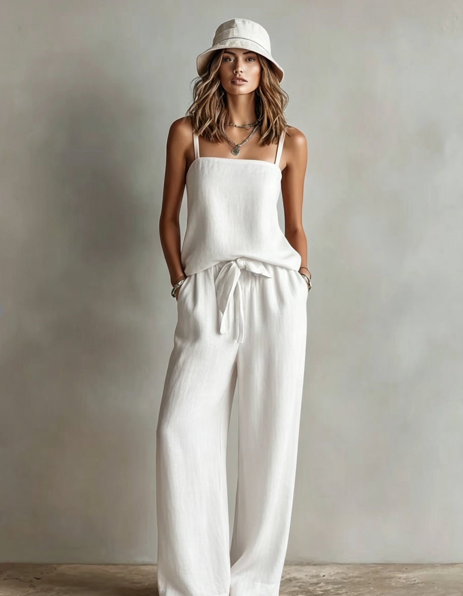 Women's Spaghetti Strap Cami Top and Wide-Leg Pants Set