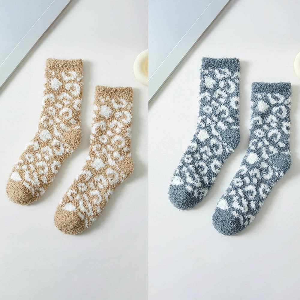 Cozy Fuzzy Leopard Winter Socks