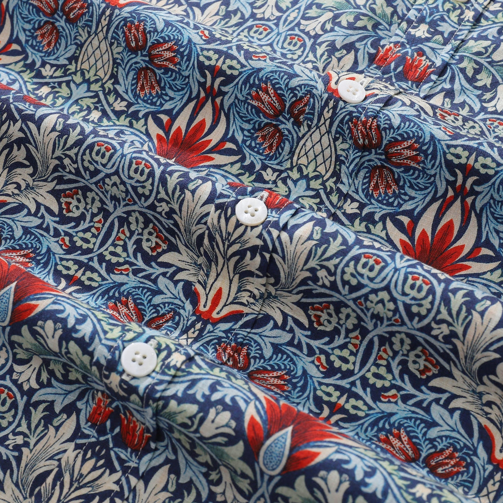 Snakehead Print Men's Designer Short Sleeve Cotton Aloha Shirt