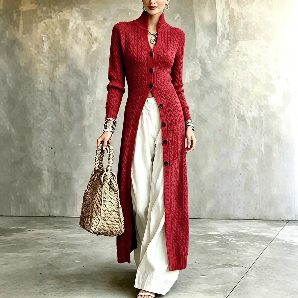 Women's Long Button-Front Knit Cardigan