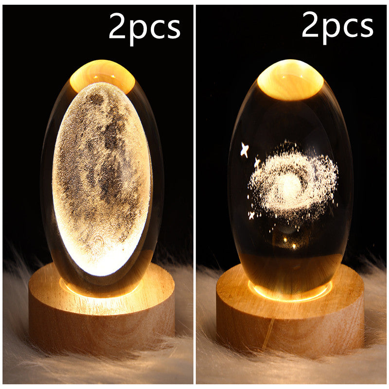 3D Galaxy Crystal Ball LED Night Light Planet Lamp Home Decor