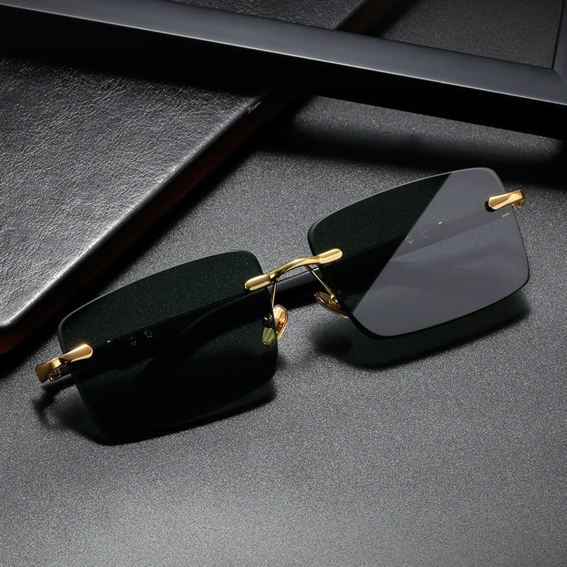 Rimless Crystal Sunglasses Lightweight Minimalist Trendy Shades