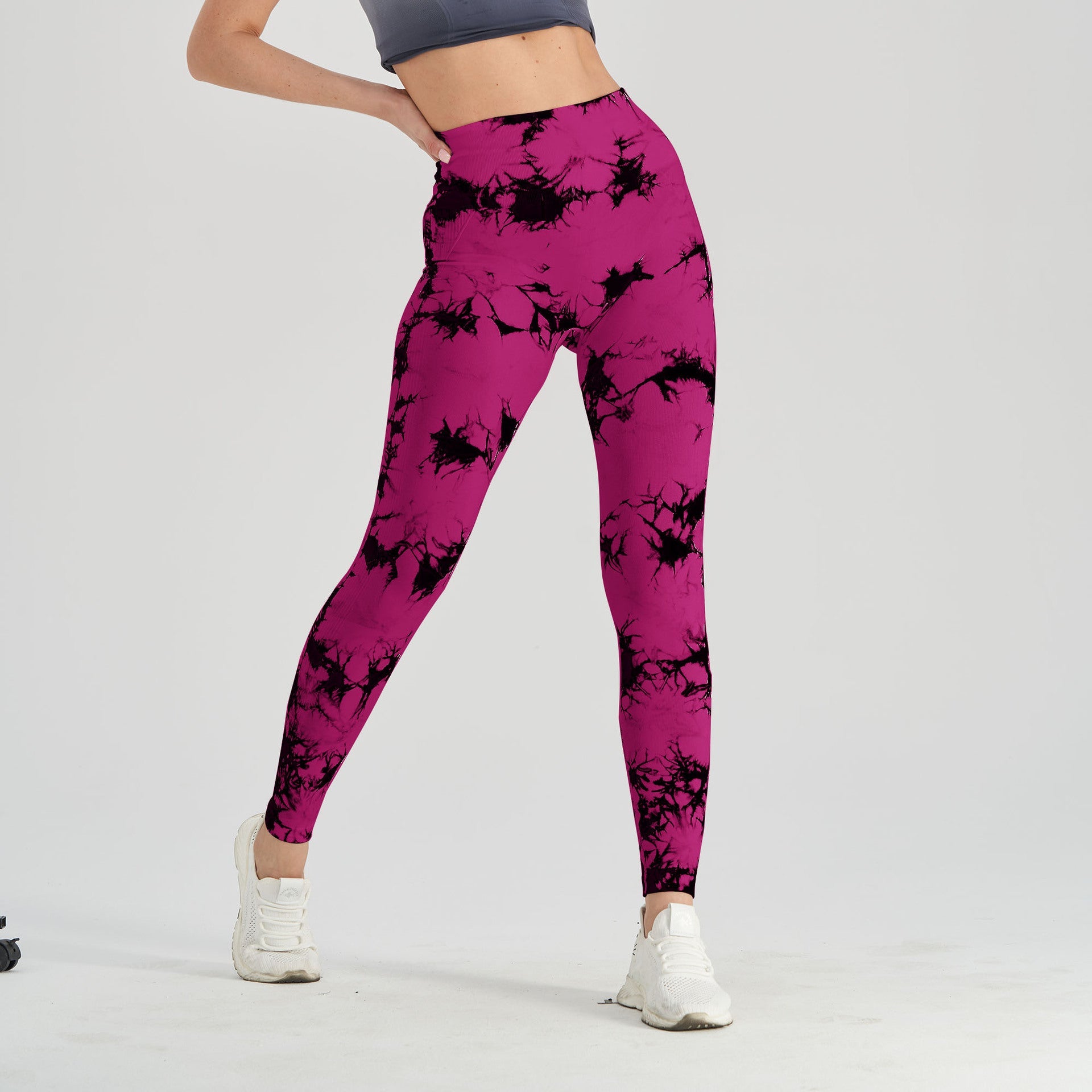 Seamless Tie-Dye Yoga Pants – High-Waist Knitted Leggings