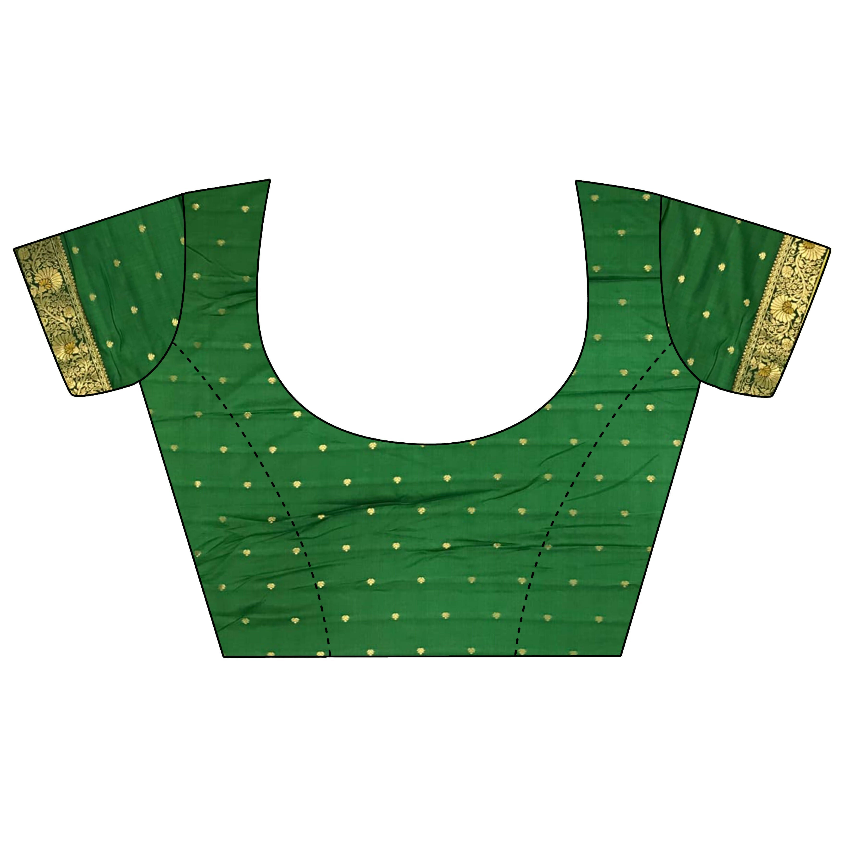 Joban Fashion Light Green Banarasi Soft Silk Peacock Butta Work Saree