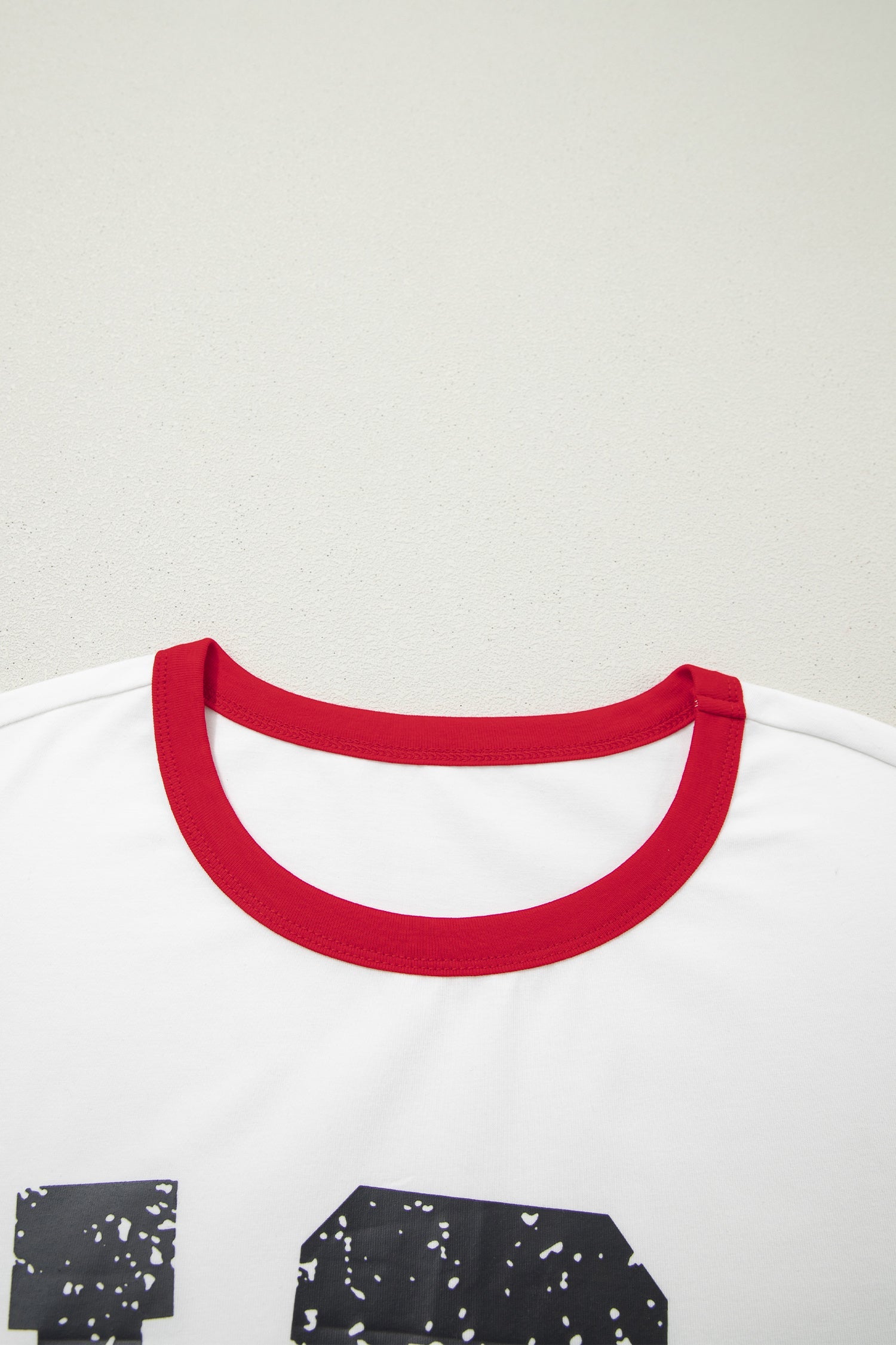 USA Varsity Stripe Trim Short Sleeve Cotton Tee - White Red Black