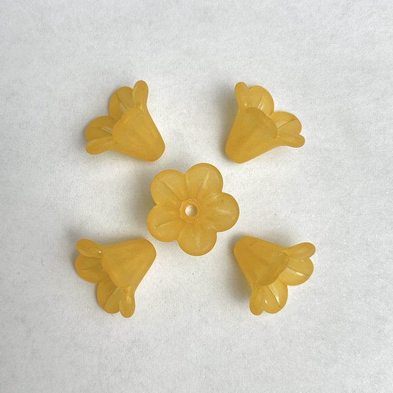 Frosted Acrylic Trumpet Flower Beads, 3D Bell-Shaped Bud Charms For DIY Hanfu Hairpin Flower Bases, Earrings & Jewelry Making.