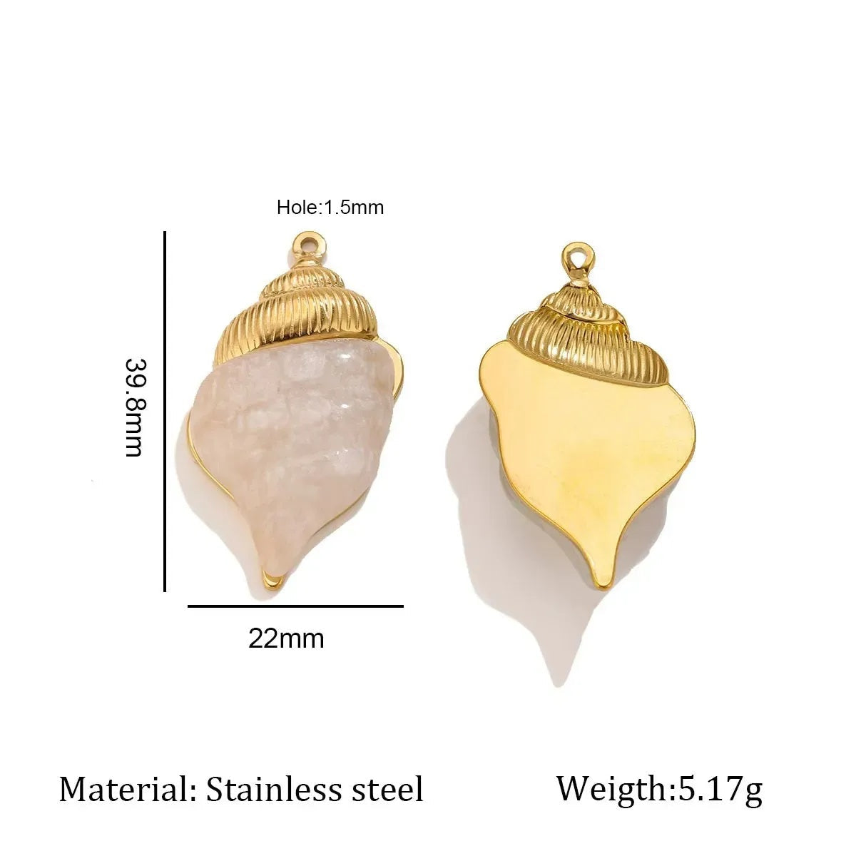 Gold Coastal Shell Pendant Necklace Stainless Steel Bohemian