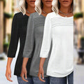 Women's 3-Pack 3/4 Sleeve Pleated Round Neck Tunic Tops