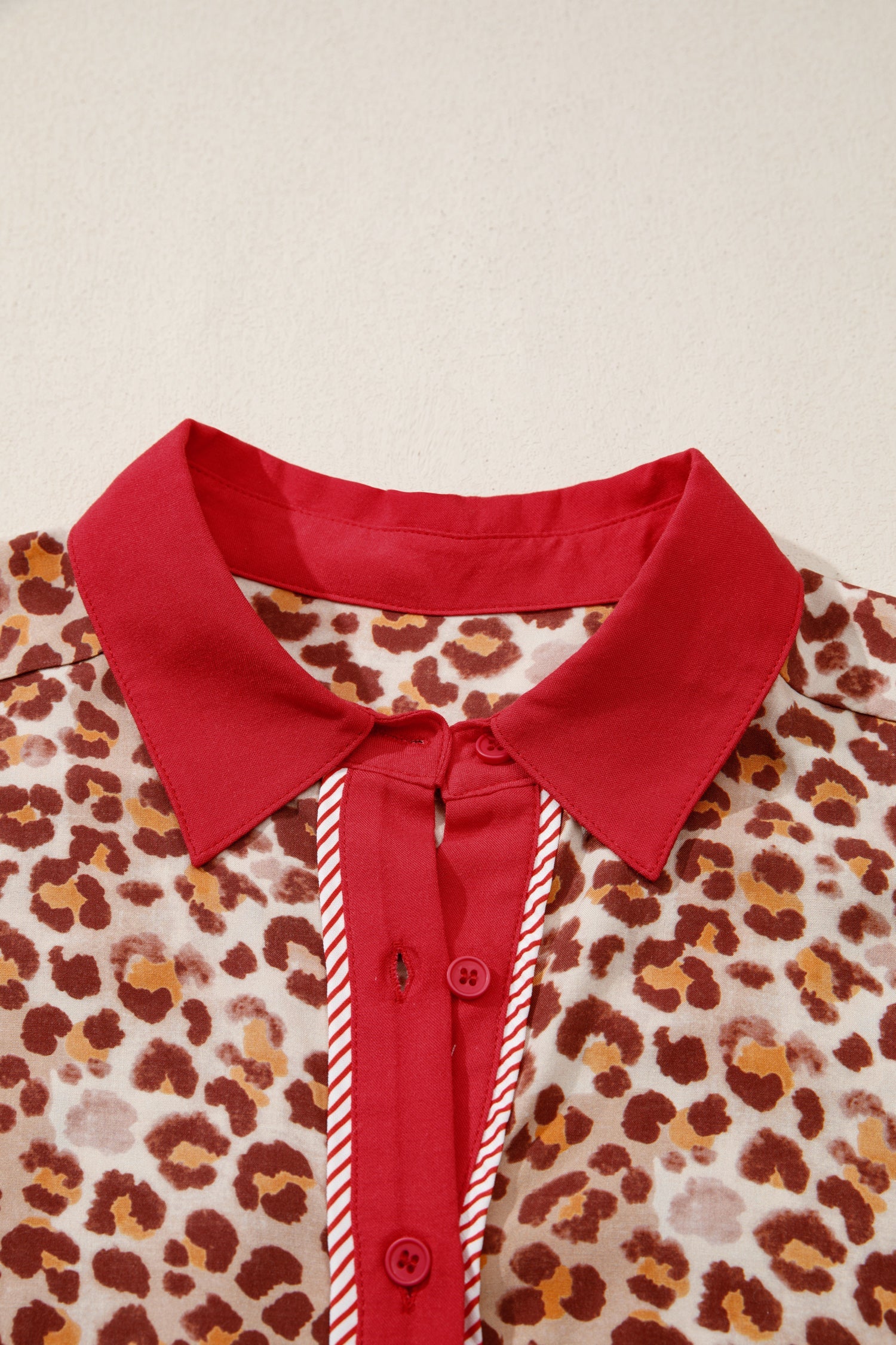 Leopard Contrast Trim Top and Pant Set