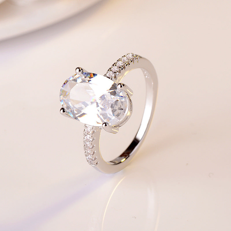 Fashion Hot Sale Oval Cut Engagement & Proposal Ring, 18K White Gold Plated Ring Jewelry