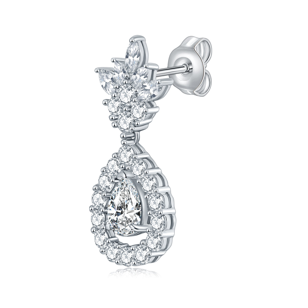 S925 Sterling Silver Pear Cut Moissanite Dangle Teardrop Earrings