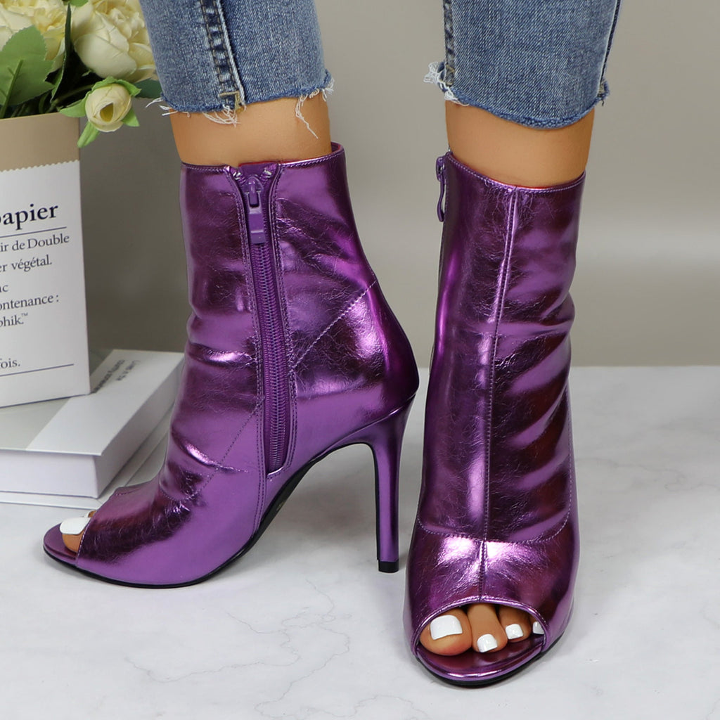 Metallic Stiletto Boots Dance Party Shine