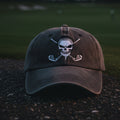 Halloween Golf Skull Embroidered Baseball Cap – Vintage Washed Distressed Hat