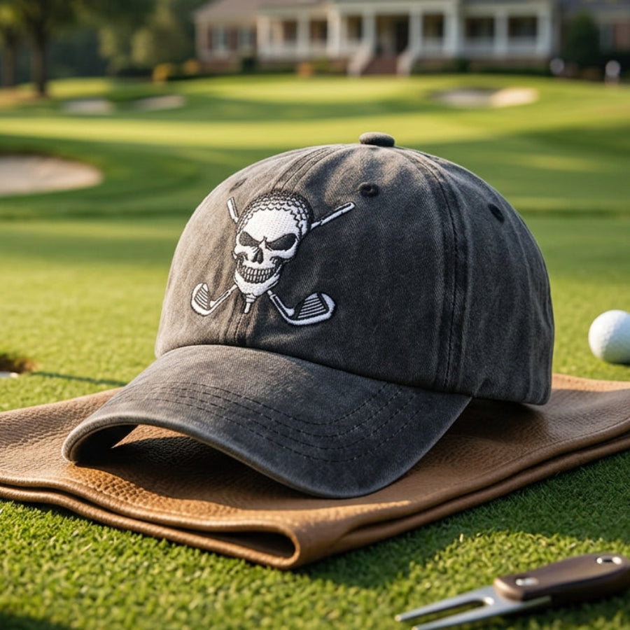 Halloween Golf Skull Embroidered Baseball Cap