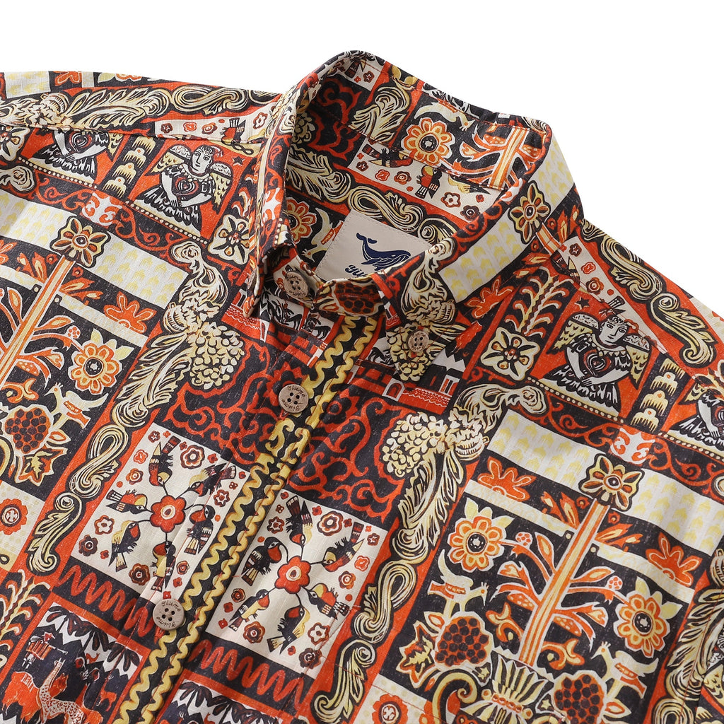 Mystical Totem Print Short Sleeve Cotton Aloha Shirt