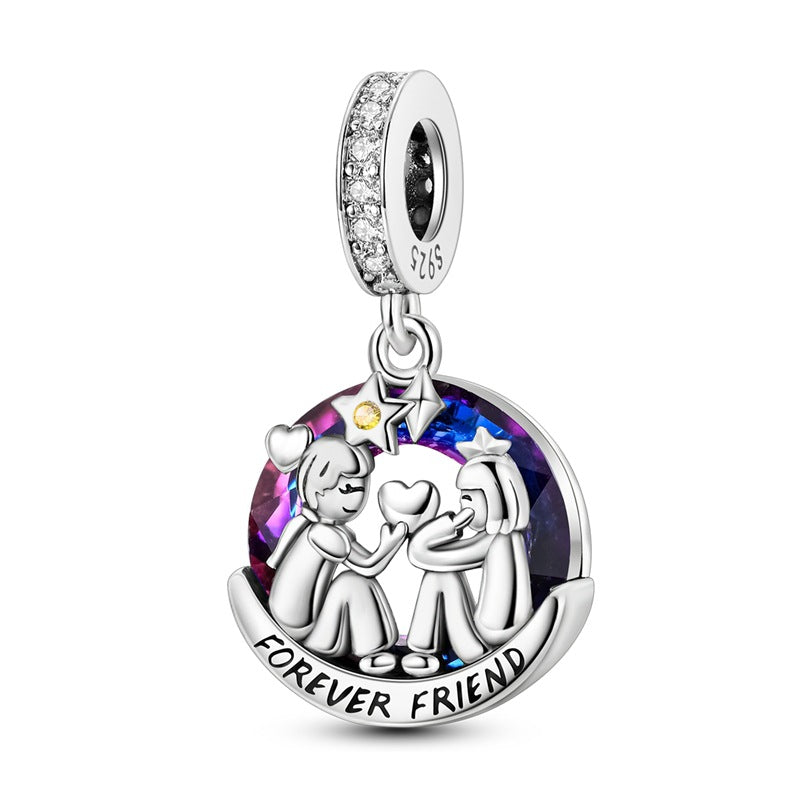 Sisterhood Friendship Heart Pendant Necklace, Silverplated Charm