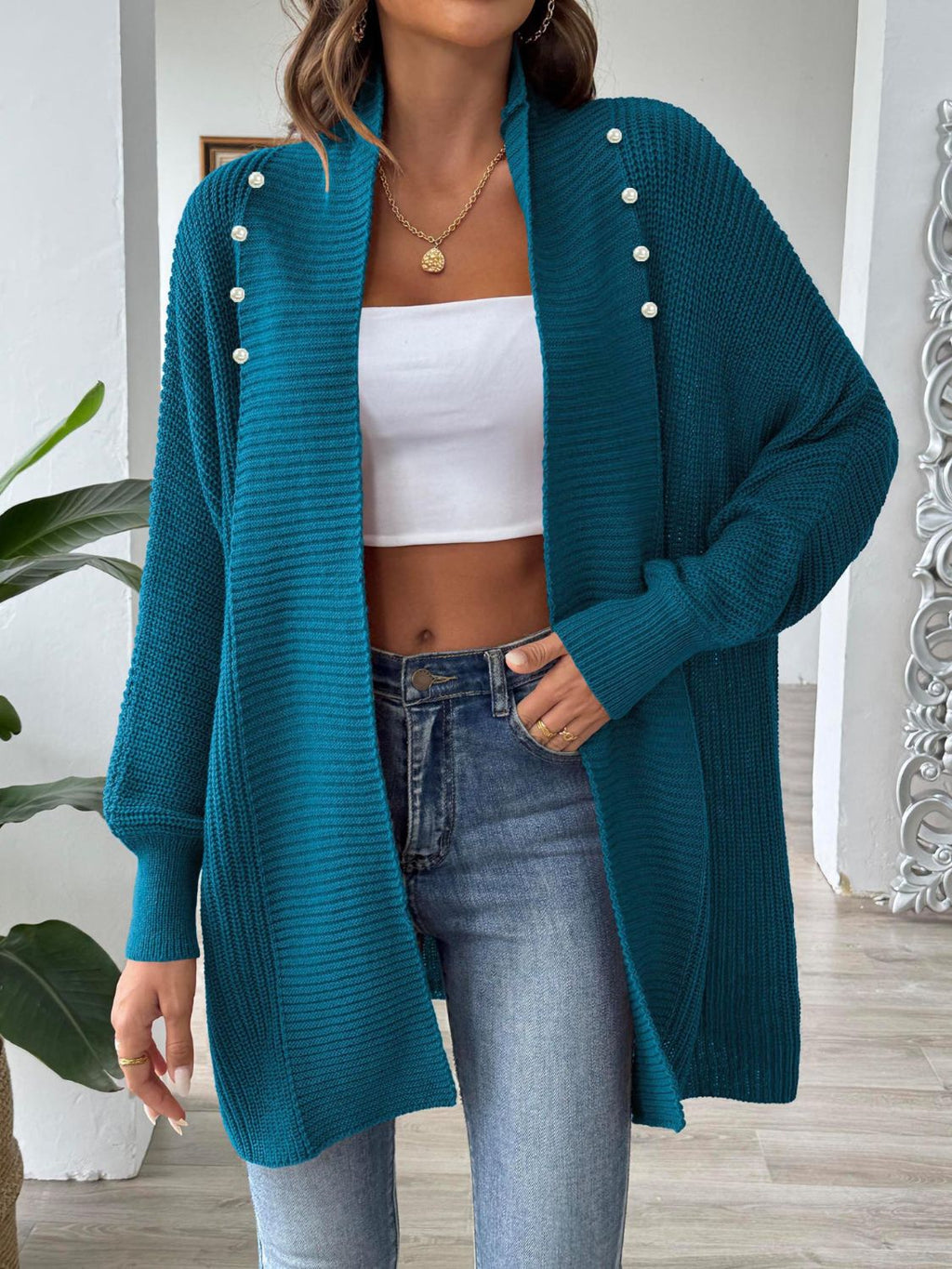 Women's Open Front Long Sleeve Knit Cardigan Lightweight Layer