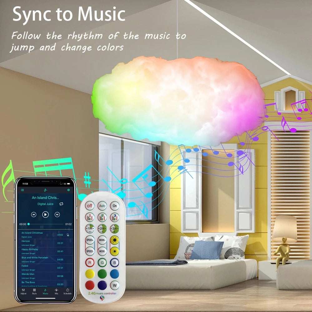 3D RGBIC LED Cloud Light with Music Sync and App Control for Kids