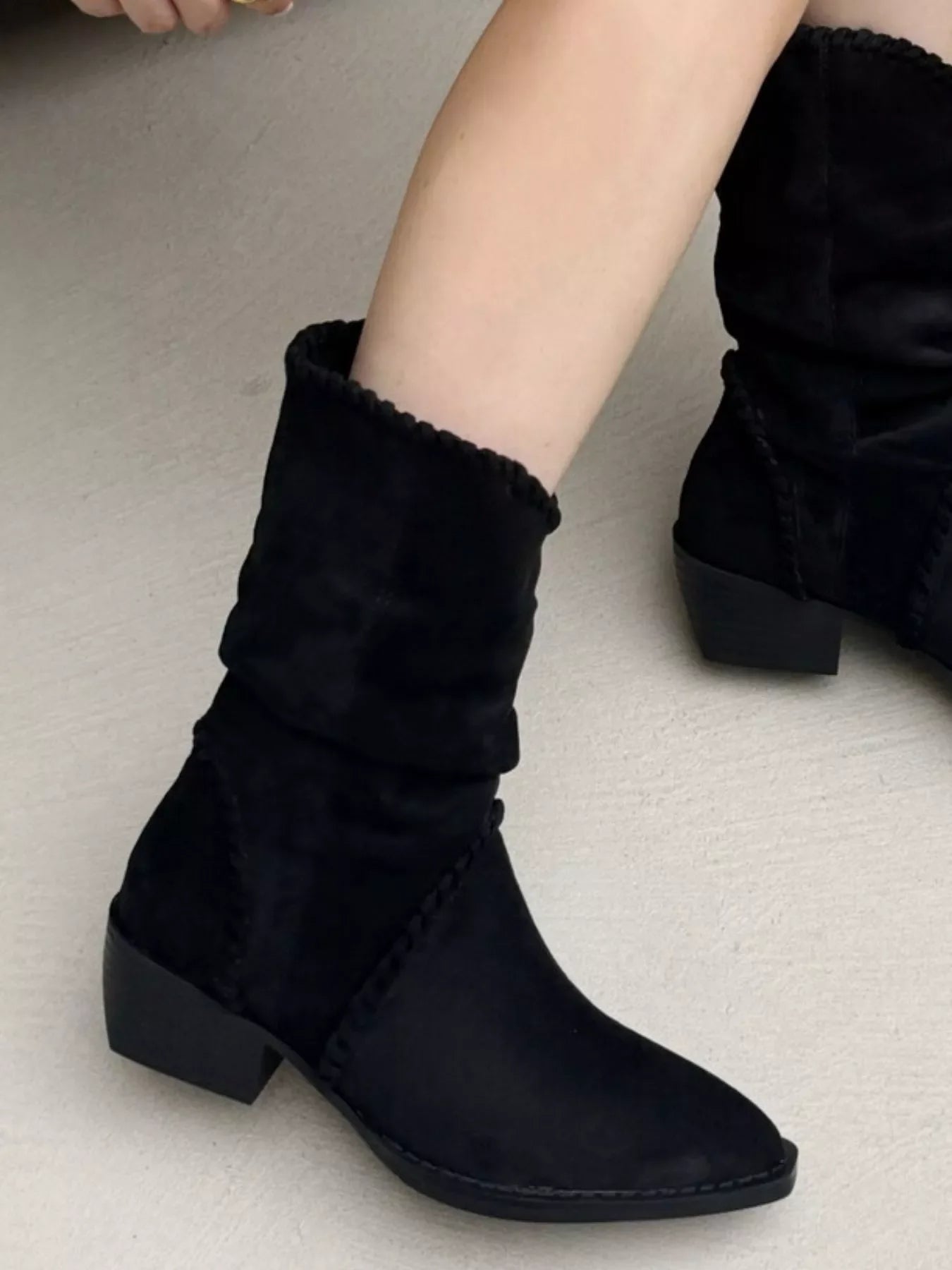 Point Toe Block Heels Boots