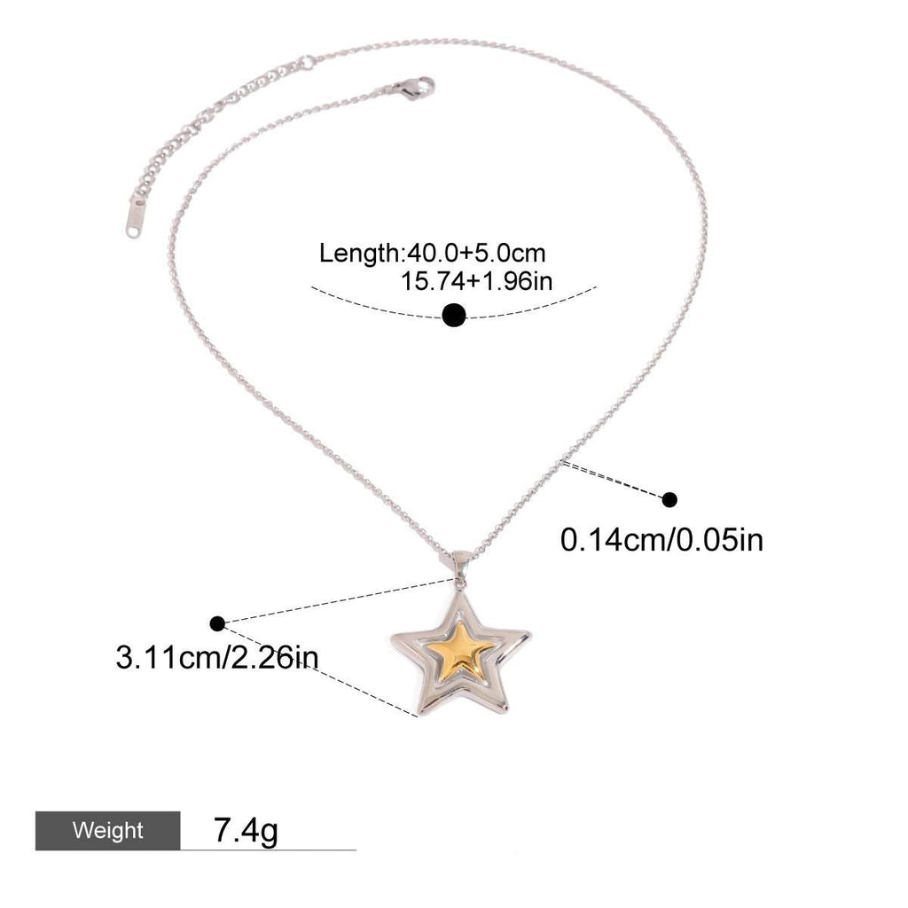 18K Gold Pentagram Design Exquisite Fashion Necklace Ring Set