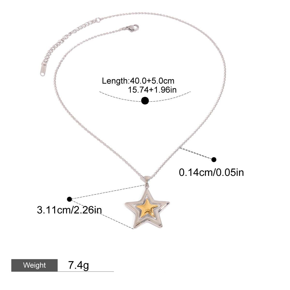 18K Gold Pentagram Design Exquisite Fashion Necklace Ring Set