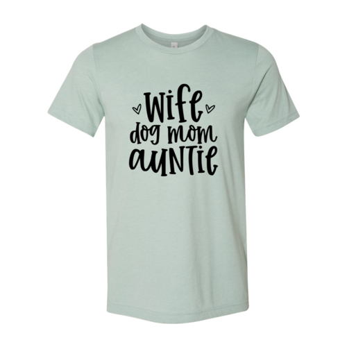 Wife Dog Mom Auntie Graphic T-Shirt - Soft Heather Mauve Tee - Image 4