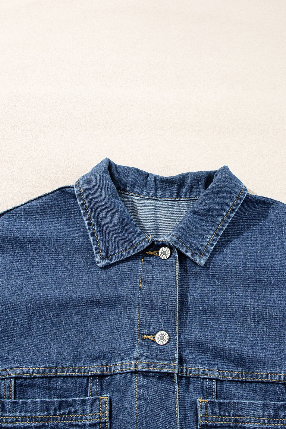 Blue Stripe Washed Oversized Pocketed Denim Jacket