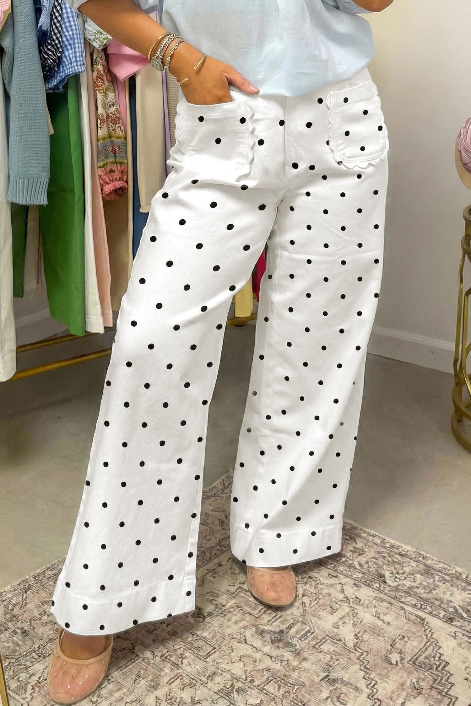 Whitley Patch Cotton Shift Pants in Black and White