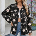 Women's Botanical Print Drop-Shoulder Denim Jacket