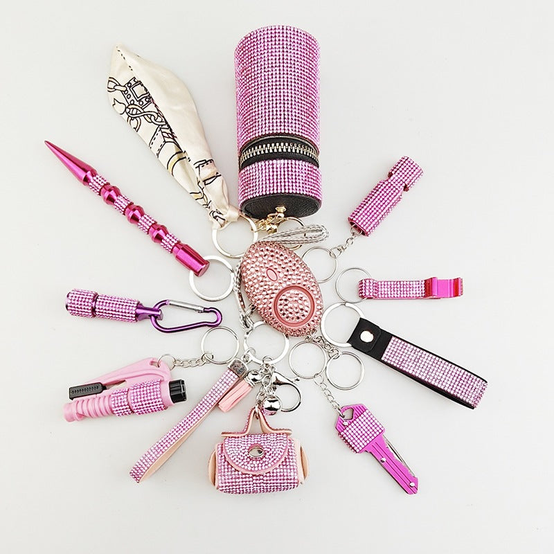 Creative 10-Piece Keychain Set - Colorful Glass Bag Charms