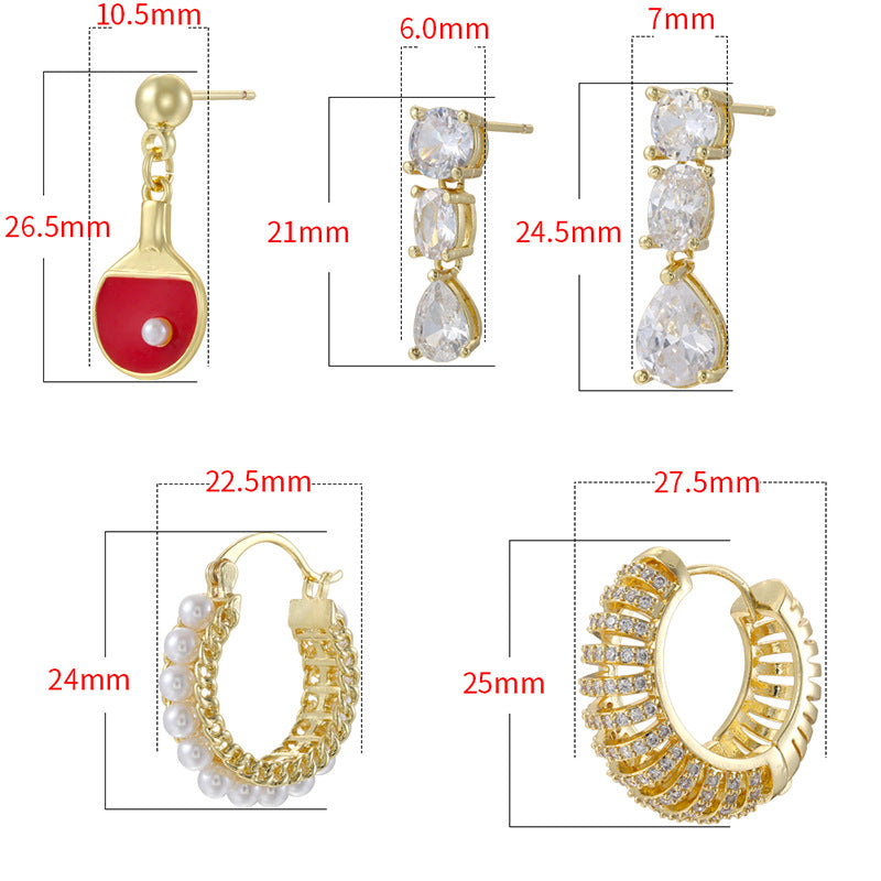 French-Style Teardrop Crystal Earrings, Modern Geometric Jewelry