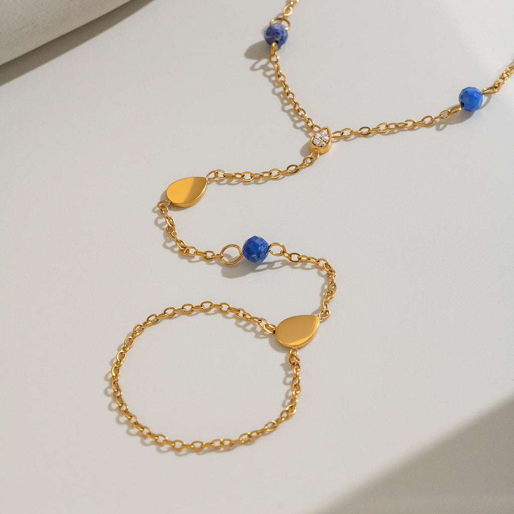 Natural Stone Finger Chain Stainless Steel Link