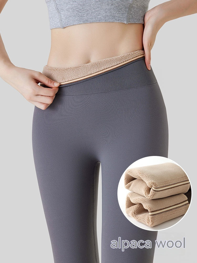 Women's High-Waist Fleece-Lined Leggings Hip-Lift Thermal Pants - Image 5