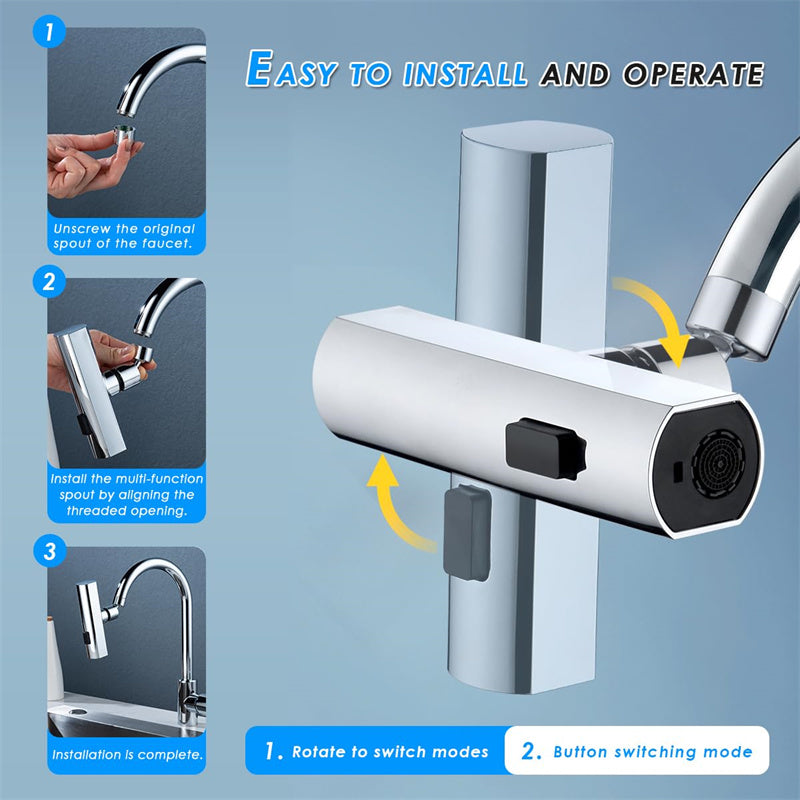 Modern 3-in-1 Waterfall Kitchen Faucet Attachment with Swivel Head