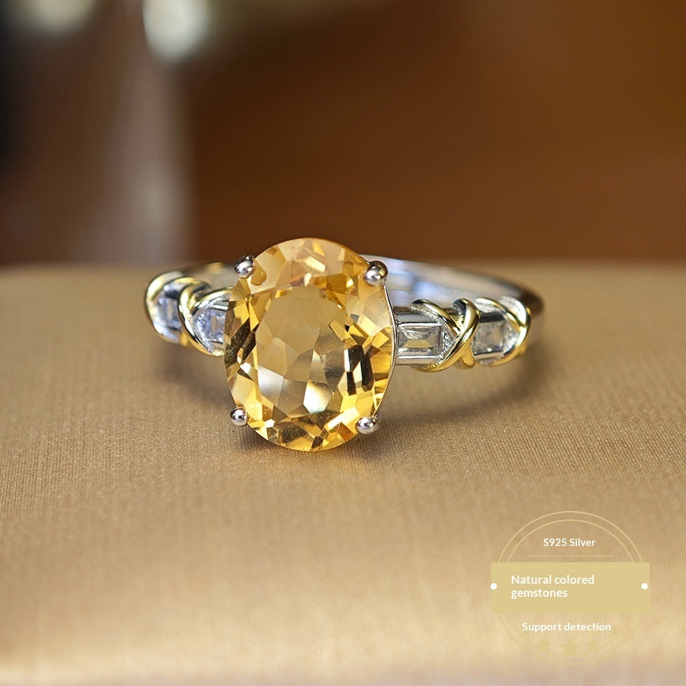 Versatile Open-Style Womens Natural Citrine Ring