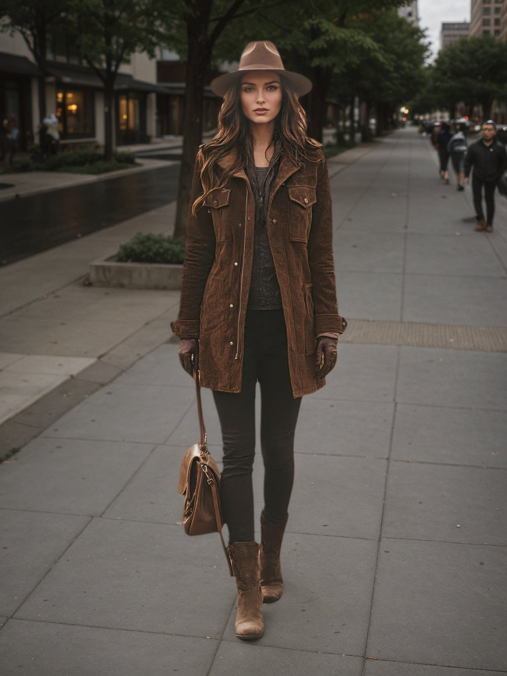 Women’s Vintage Style Brown Long Winter Jacket Windproof Coat - Image 3