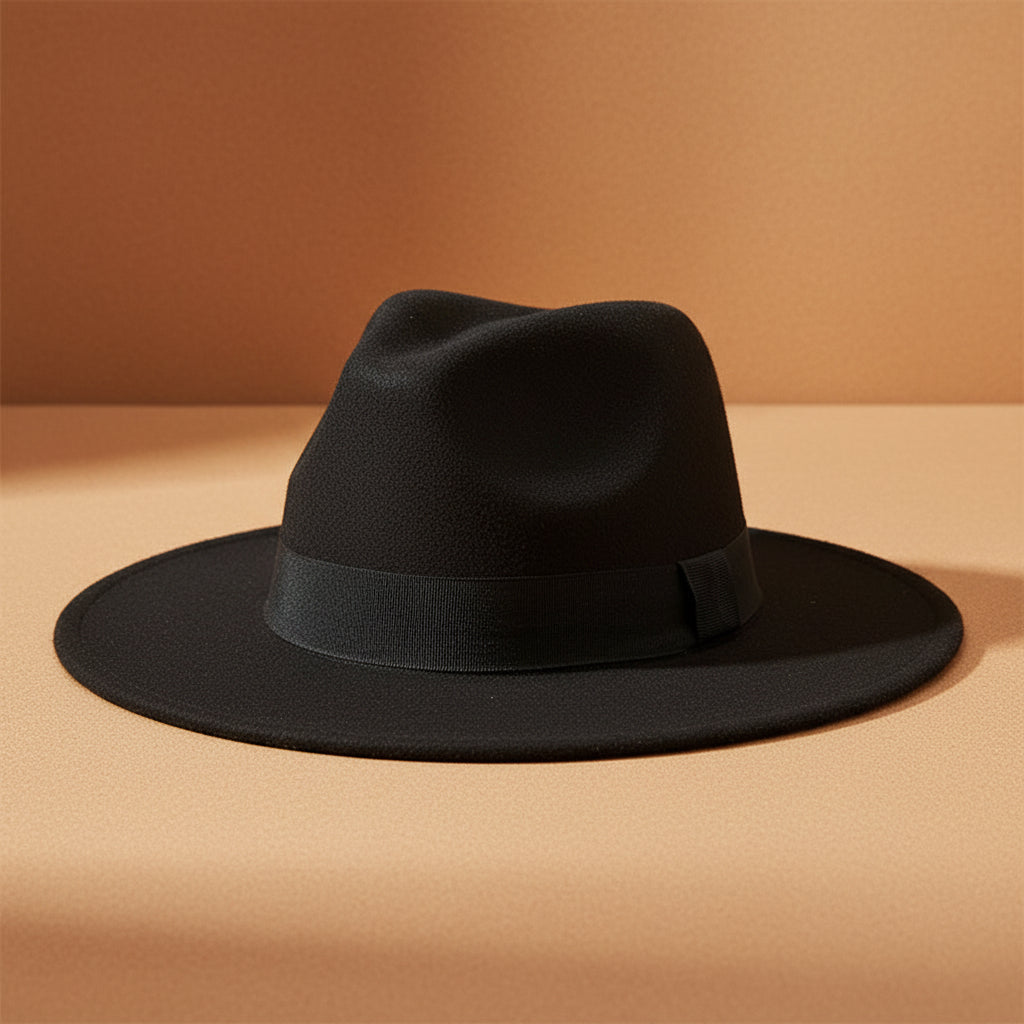 Wide Brim Bell Crown Felt Hat – Unisex Minimalist Sun Hat