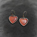 Retro Heart-Shaped Red Jasper Womens Fashionable And Unique Earrings
