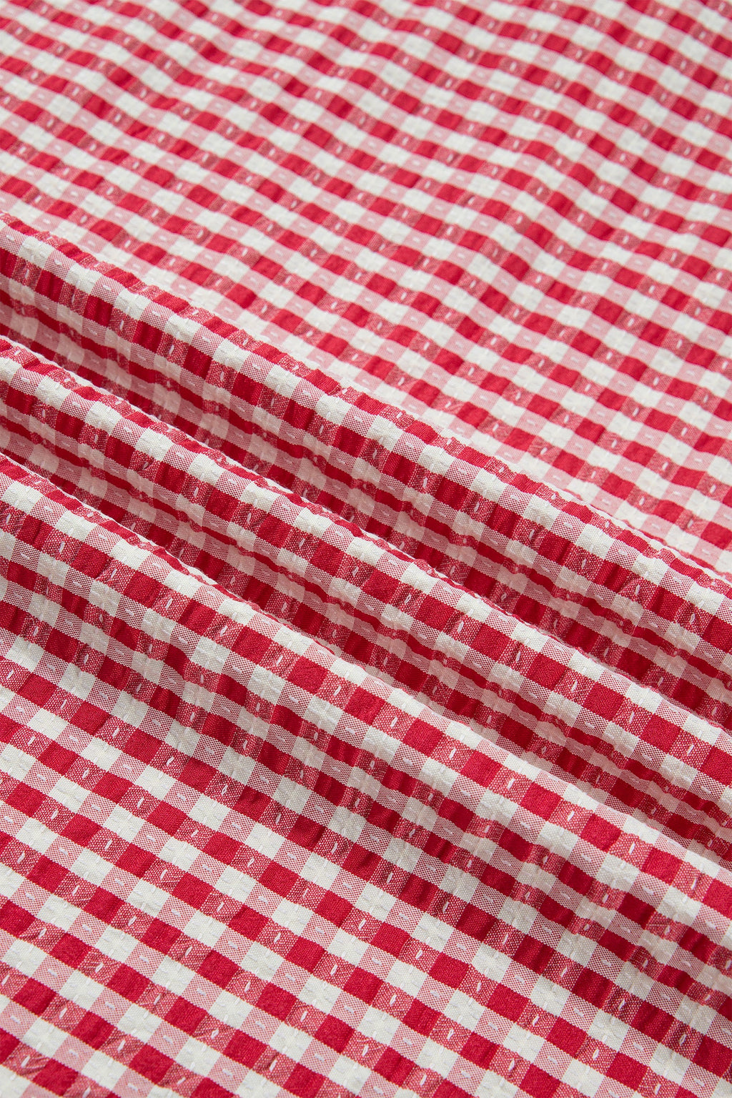 Wynter Sleeve Colorblock Trim Blouse in Red and White Plaid