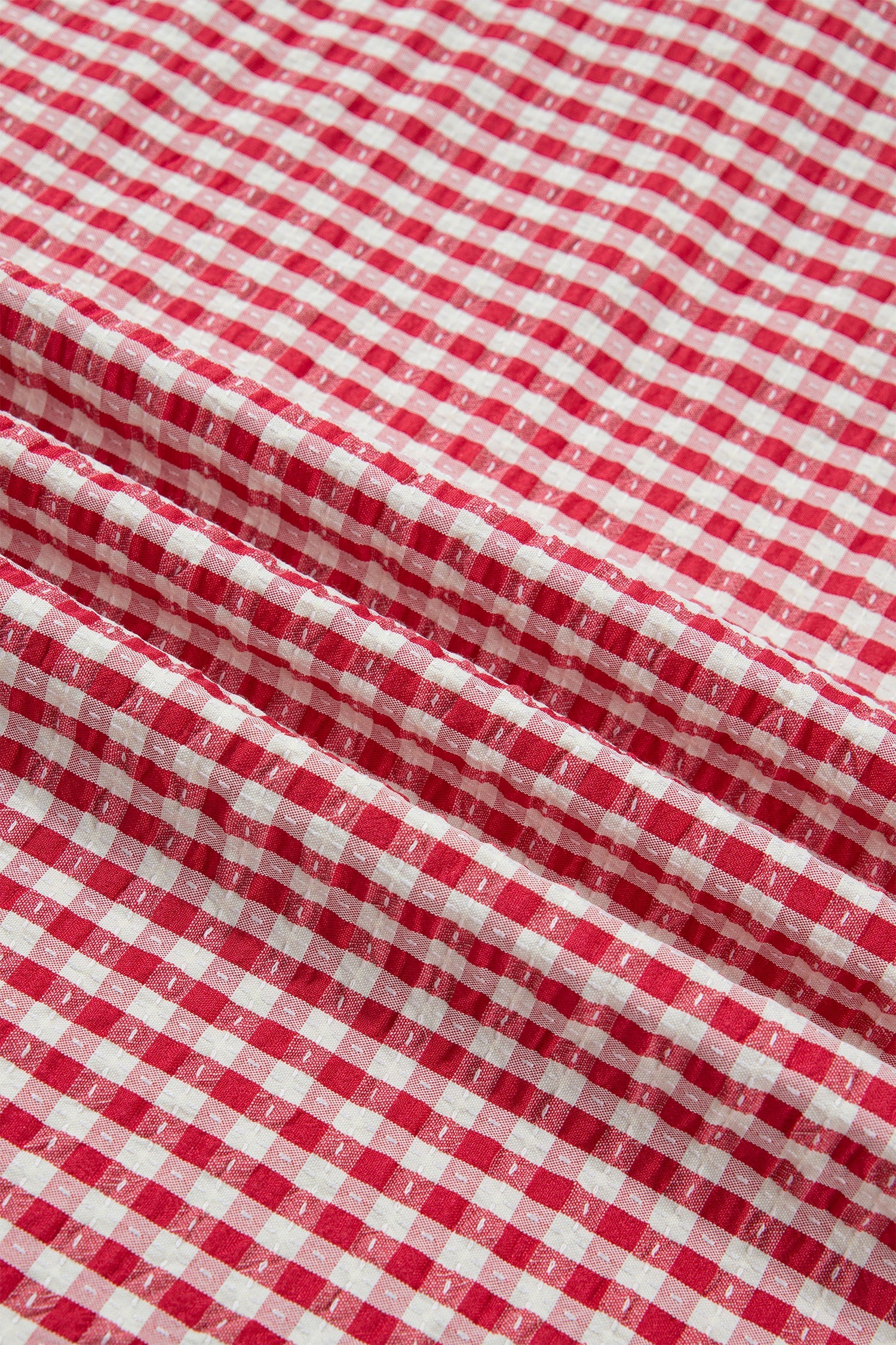 Wynter Sleeve Colorblock Trim Blouse in Red and White Plaid