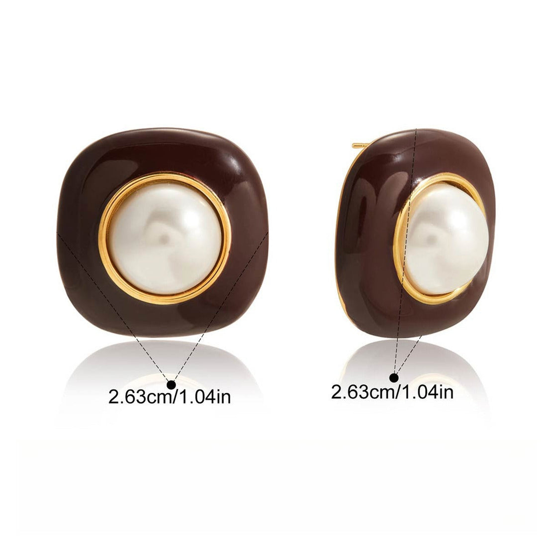 18K Gold-Plated Pearl & Enamel Stud Earrings