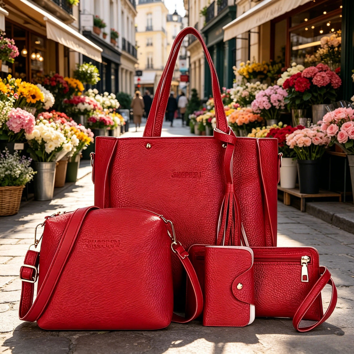 4Piece Chic Women's Purse Set Tote Crossbody Clutch Pouch